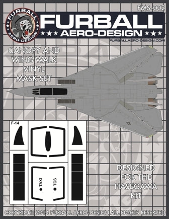 ファーボール FMS-002 1/48 F-14 トムキャットのキャノピー＆ウィングウォーク用ビニールマスクセット（ハセガワ用）