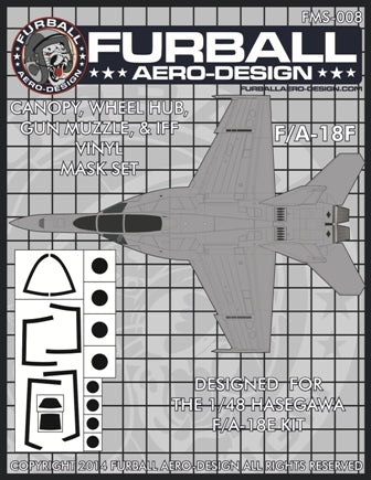 ファーボール FMS-008 1/48 F-18Fスーパーホーネットのキャノピー、ホイールハブ、ガンマズル、IFF用ビニールマスクセット（ハセガワ用）