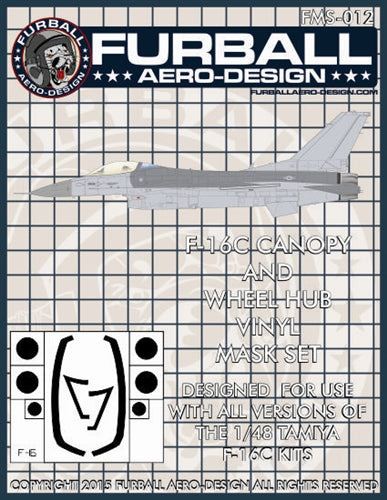 ファーボール FMS-012 1/48 F-16C ファイティングファルコンのキャノピー＆ホイールハブ用ビニールマスクセット（タミヤ用）