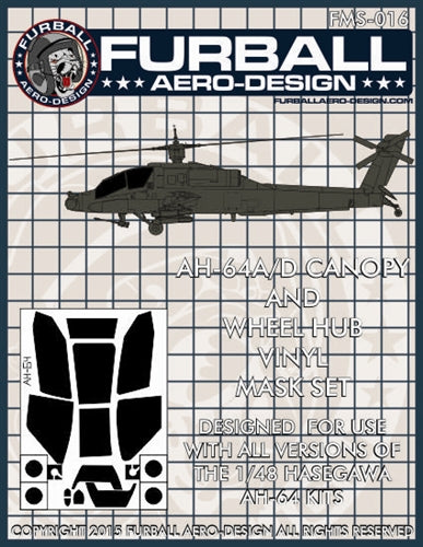 ファーボール FMS-016 1/48 AH-64A AH-64Dアパッチのキャノピー＆ホイールハブ用ビニールマスクセット（ハセガワ用）