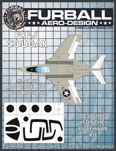 ファーボール FMS-017 1/48 F9F-8 クーガーのキャノピー＆ホイールハブ用ビニールマスクセット（キティーホーク用）