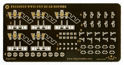 ファイブスターモデル FS350029 1/350 WWII アメリカ海軍 ボフォース対空砲 4連装（4台セット）3Dプリント+真鍮砲身