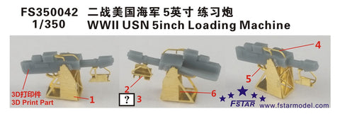 ファイブスターモデル FS350042 1/350 WWII アメリカ海軍 5インチ演習砲 (4基セット) 3Dプリンター製