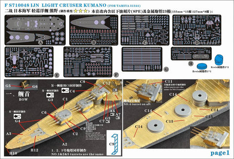 ファイブスターモデル FS710048 1/700 日本海軍 軽巡洋艦 熊野 1937用 アップグレードセット (タミヤ31344用)