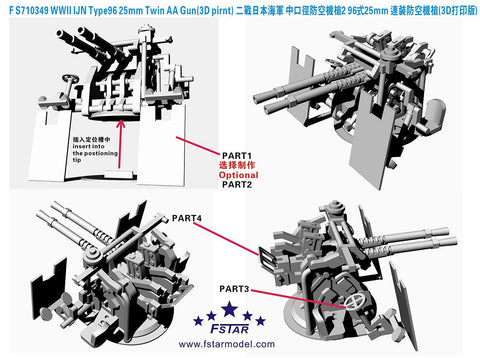 ファイブスターモデル FS710349 1/700 WWII 日本海軍 九六式25mm連装機銃(16個)