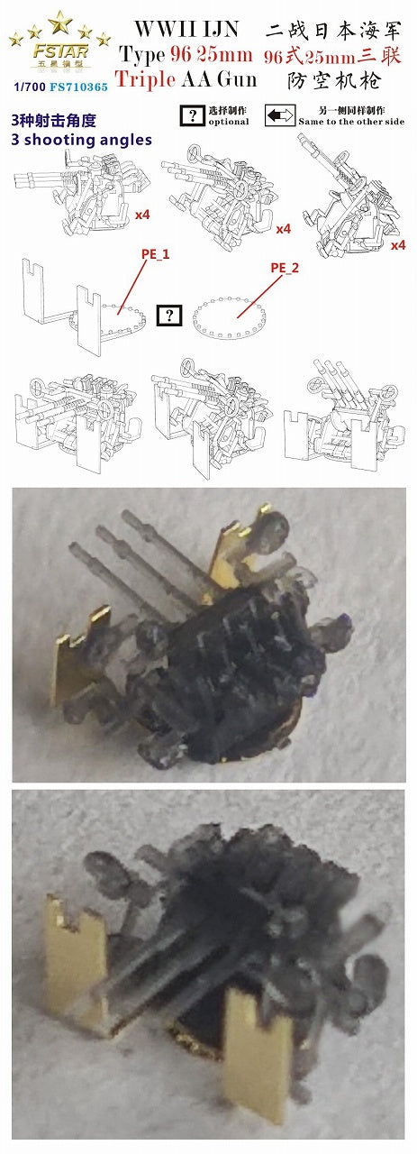 ファイブスターモデル FS710365 1/700 WWII 日本海軍 九六式25mm三連装機銃(3Dプリンター製)