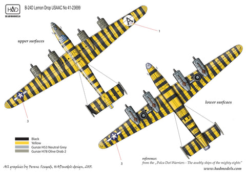 HADモデル 32070 1/32 B-24D「レモンドロップ」組立式艦艇用デカール