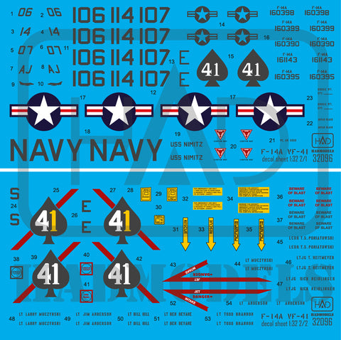 HADモデル 32096 1/32 F-14A ブラックエース「ファイナル・カウントダウン」デカール