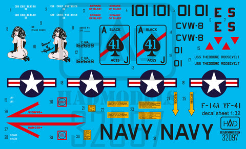 HADモデル 32097 1/32 F-14A デザートストーム「スペードの女王」デカールシート