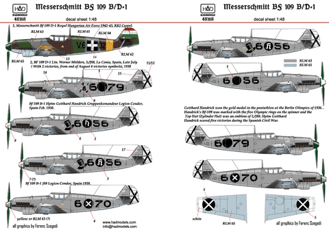 HADモデル 48168 1/48 Bf 109 B/D デカール