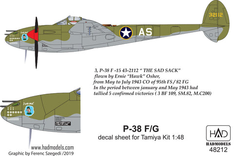 HADモデル 48212 1/48 P-38 F/G タミヤキット用 アバウブ・ヨーロッパ デカールシート