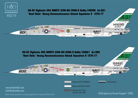 HADモデル 48215 1/48 RA-5C ヴィジランテ / USS ニミッツ デカールシート