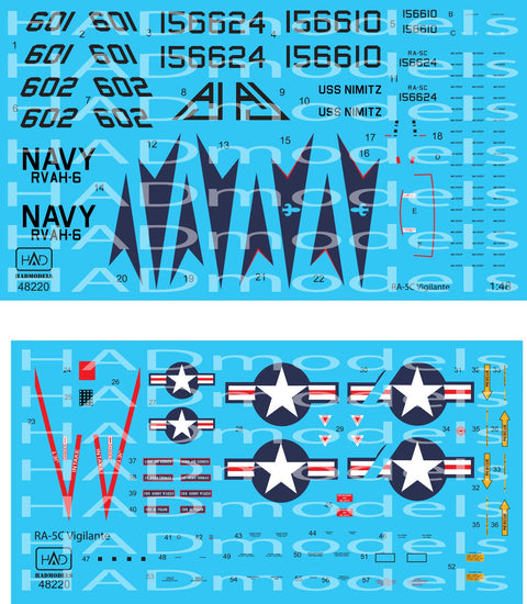HADモデル 48220 1/48 RA-5C ヴィジランテ USS ニミッツ デカールシート