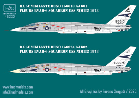 HADモデル 48220 1/48 RA-5C ヴィジランテ USS ニミッツ デカールシート
