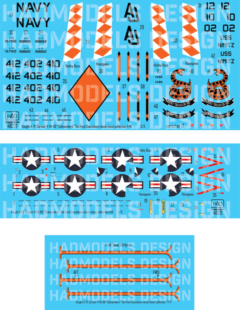 HADモデル 48221 1/48 A-7E コルセア VA-86「サイドワインダーズ」 in 「ファイナル・カウントダウン」デカールシートコレクション