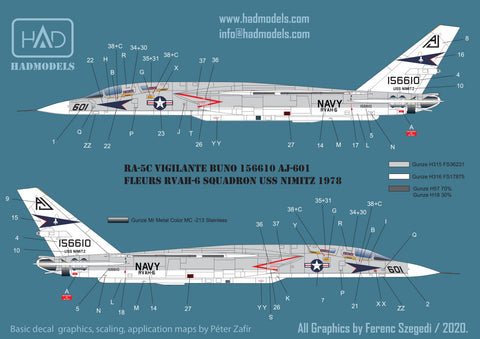 HADモデル 72220 1/72 RA-5C ヴィジランテ USS ニミッツ 1978 / パート3 デカールシート