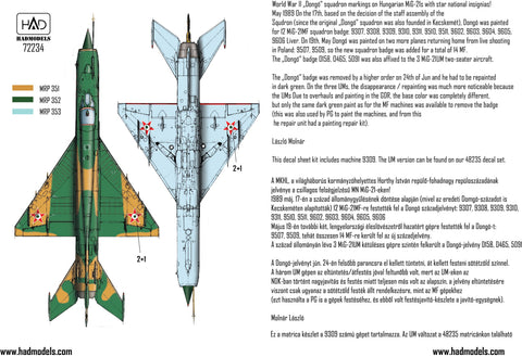 HADモデル 72234 1/72 スター国章を付けた MiG-21 MF 9309 ”ドンゴ” 飛行隊
