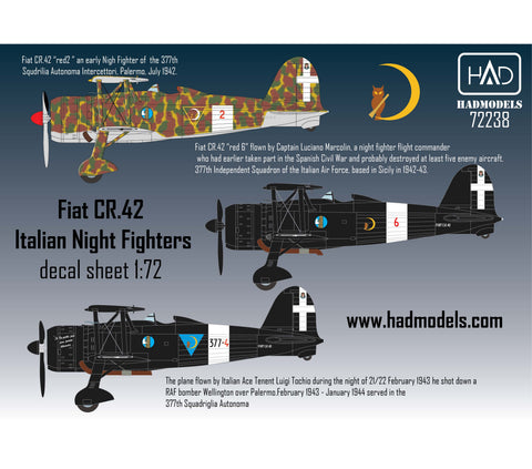HADモデル 72238 1/72 CR-42 イタリア夜間戦闘機 デカール
