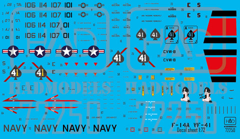 HADモデル 72250 1/72 F-14A ブラックエース「ファイナル・カウントダウン」デカールシート