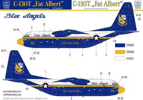 HADモデル 72270 1/72 C-130T「ファット・アルバート」デカールシート