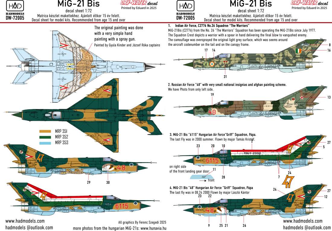 HADモデル DW-72005 1/72 MiG-21 Bis 剥離デカール – ホビーショップ