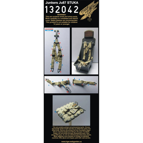 HGW 132042 1/32 ユンカース Ju 87D/Ju 87G スツーカ シートベルト ２セット | ハセガワ, レベル用
