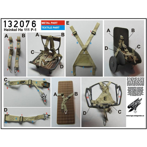 HGW 132076 1/32 ハインケル HE 111 シートベルト ２セット | レベル用