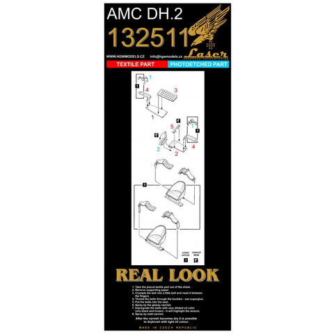 HGW 132511 1/32 AMC DH.2 シートベルト pre-cut (laser) | ウイングナットウイングス用