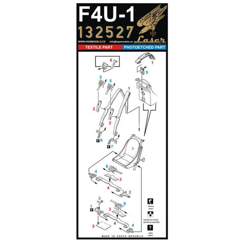 HGW 132527 1/32 F4U-1 コルセア シートベルト pre-cut (laser) | タミヤ用