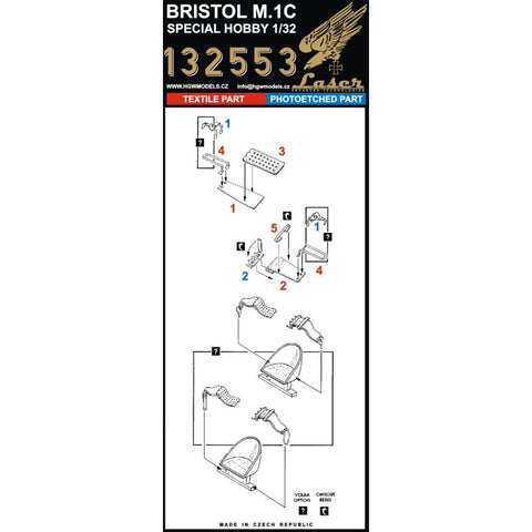 HGW 132553 1/32 ブリストル M.1C シートベルト pre-cut (laser) | スペシャルホビー用