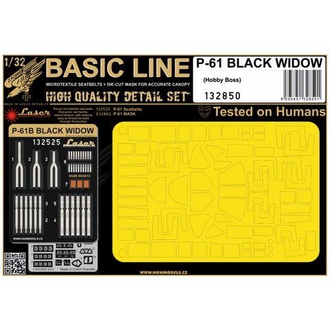 HGW 132850 1/32 P-61 ブラックウィドウ シートベルト BASIC LINE: seatbelts + masks | ホビーボス用