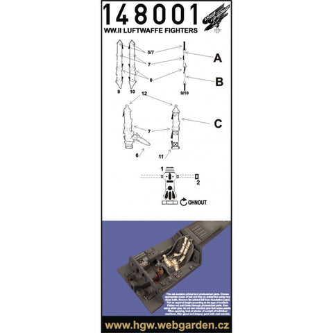 HGW 148001 1/48 ルフトヴァッフェ戦闘機用 シートベルト ２セット | WWII時