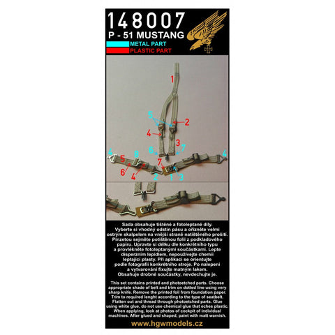 HGW 148007 1/48 P-51 マスタング                                       シートベルト ２セット | ハセガワ, タミヤ用