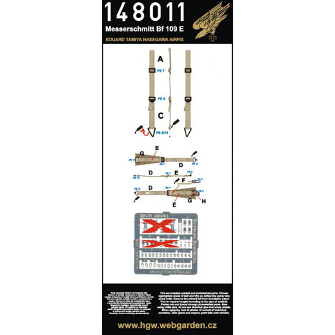HGW 148011 1/48 メッサーシュミット Bf 109E シートベルト ２セット | エデュアルド