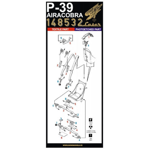 HGW 148532 1/48 P-39 エアラコブラ シートベルト pre-cut (laser) | エデュアルド, ハセガワ, レベル用