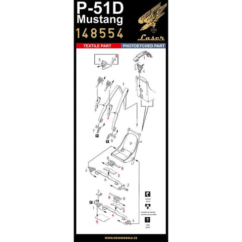 HGW 148554 1/48 P-51 マスタング シートベルト pre-cut (laser)