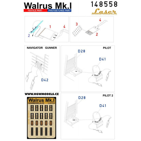 HGW 148558 1/48 ウォーラス Mk.I シートベルト pre-cut (laser)