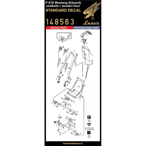 HGW 148563 1/48 P-51D マスタング シートベルト seatbelts + wooden floor | エデュアルド用