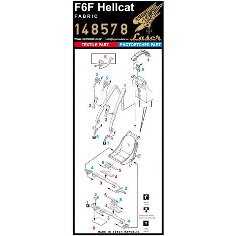 HGW 148578 1/48 F6F ヘルキャット (ファブリック) シートベルト pre-cut (laser)