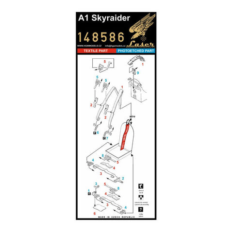 HGW 148586 1/48 A1 スカイレーダー シートベルト pre-cut (laser)
