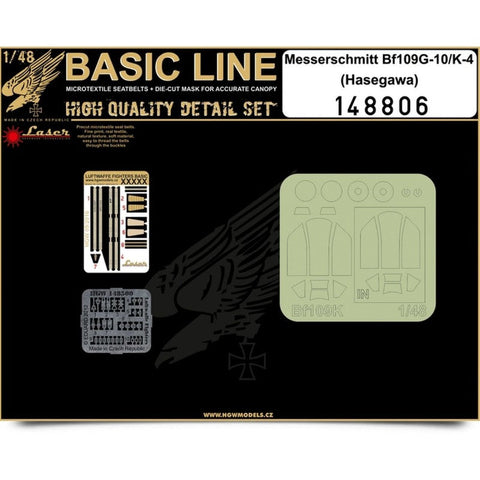 HGW 148806 1/48 メッサーシュミット Bf 109G-10/K-4 シートベルト BASIC LINE: seatbelts + masks | ハセガワ用