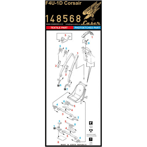 HGW 148820 1/48 F4U-1D シートベルト BASIC LINE: seatbelts + masks | タミヤ用
