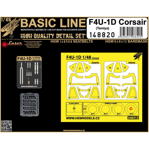 HGW 148820 1/48 F4U-1D シートベルト BASIC LINE: seatbelts + masks | タミヤ用