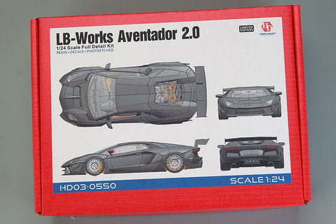 ホビーデザイン HD03-0550 1/24 LB-Works アヴェンタドール 2.0 フルディティールキット(レジン+エッチングパーツ+デカール+メタルホイール+メタルパーツ+メタルロゴ)