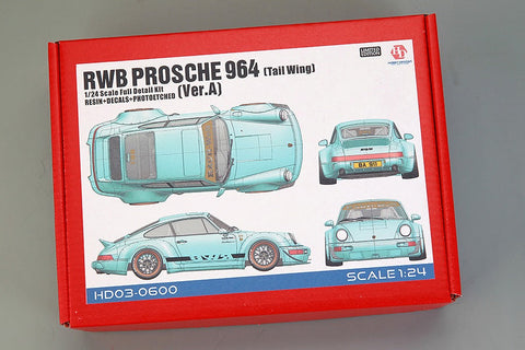 ホビーデザイン HD03-0600 1/24 RWB ポルシェ 964 (テールウイング) (Ver.A) フルディティールキット (レジン+エッチングパーツ+デカール+メタルホイール+メタルパーツ+メタルロゴ)