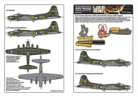 キッツワールド KW172239 1/72 ボーイング B-17F フライングフォートレス デカールシート