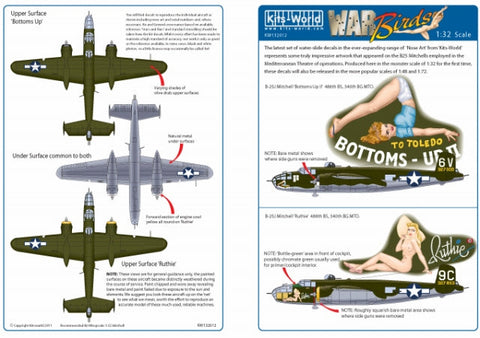 キッツワールド KW132012 1/32 北アメリカ B-25J ミッチェル 'Bottoms Up II/Ruthie' - フルカラーデカール