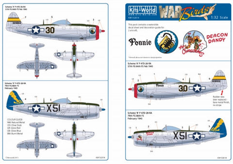 キッツワールド KW132014 1/32 P-47D サンダーボルト 'ポニー/Deacon Dandy' - フルカラーデカール