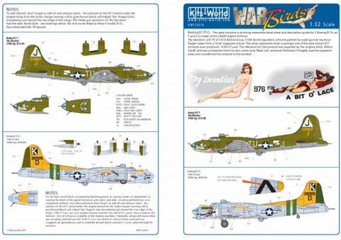 キッツワールド KW132016 1/32 ボーイング B-17F/G 'マイデヴォーション/A Bit O' Lace' - フルカラーデカール