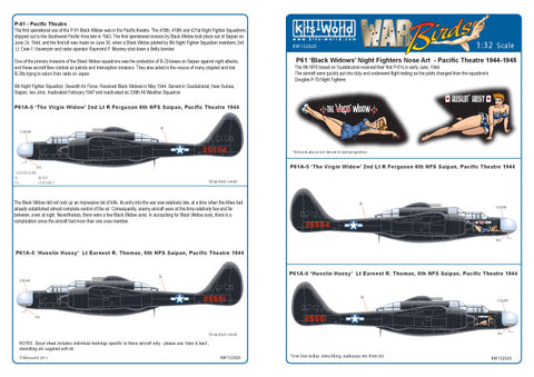 キッツワールド KW132020 1/32 ノースロップ P-61A 'バージン・ウィドウ/ハスリン・ハッシー' - フルカラーデカール